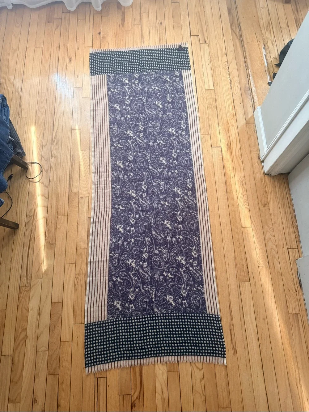 Striped & Paisley  in Navy and Cream scarf